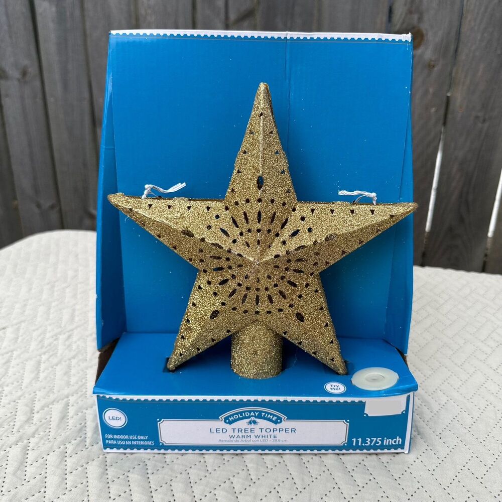Holiday Time LED Christmas Tree Topper Gold